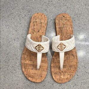 ANTONIO MELANI White and Brown Sandals with Cork Sole